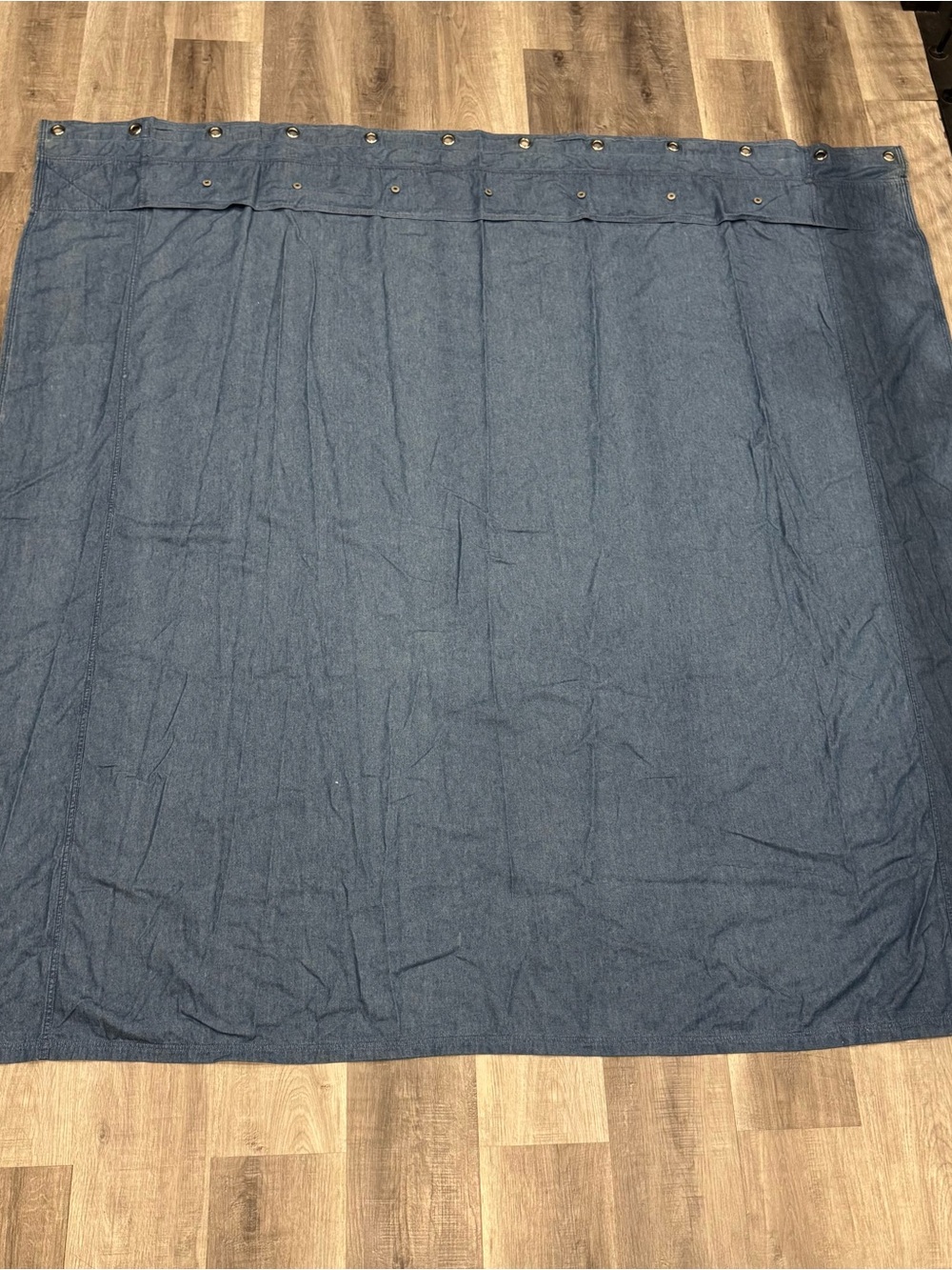 Nautica Denim Shower Curtain Blue Brass Grommets Chambray Nautical